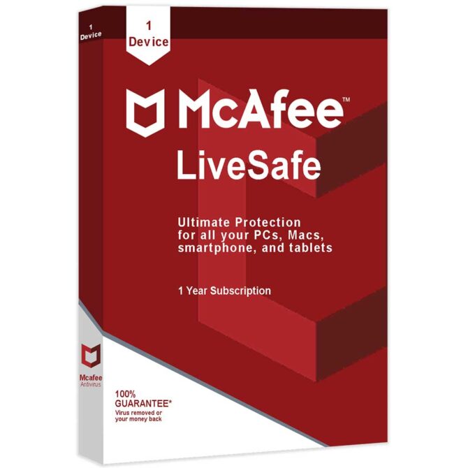 McAfee LiveSafe 1 Device 1 Year