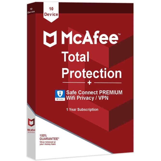 McAfee Safe Connect Premium 10 Devices 1 Yr